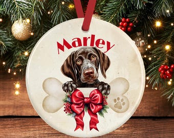 Personalised German Short Haired Pointer Christmas Decoration – Ceramic Dog Ornament Gift – Custom Pointer Keepsake Bauble for Dog Lovers