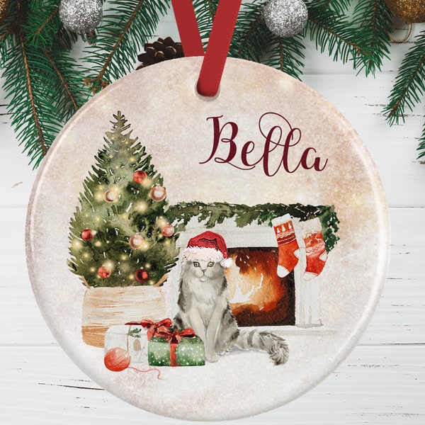 Ragamuffin Cat Christmas Ornament | Ragamuffin Cat Memorial Gift | Ragamuffin Cat Christmas Holiday Tree Decoration