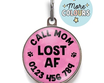 Lost AF Dog Tag – Grappig huisdier-ID-tag met 'Call Mom'-bericht – Hilarisch cadeau voor hondenmoeder – Lost Dog Tag met telefoonnummer
