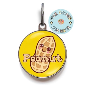 Peanut Dog Tag For Dogs, Peanut Cat Tag, Personalised Nut Pet Tag