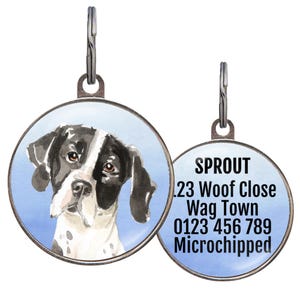 Pointer Dog ID Tag – 4 Background Colors – Custom Pet Tag for English Pointer – Personalized Name Tag for Hunting Dog Gift