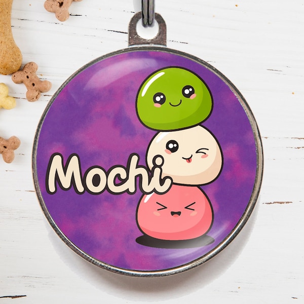 Mochi Pet Tag, Asian Food Dog Tag, Cute Cat Tag