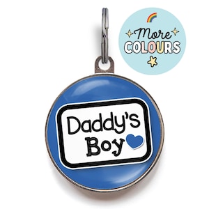 Daddy’s Boy Pet Tag – Cute Dog Tag with Heart – Personalized Pet ID Tag for Dogs & Cats – Funny Custom Collar Tag | Free Personalization
