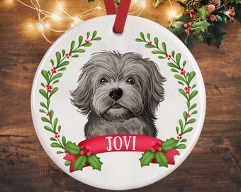 Yorkie Poo Christmas Ornament, Personalized Grey Yorkiepoo Decoration | Personalised with your pet's name