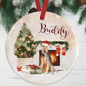 Welsh Terrier Christmas Ornament – Personalised Tree Decoration – Personalized Ceramic Bauble for Welsh Terrier Lovers Gift Idea