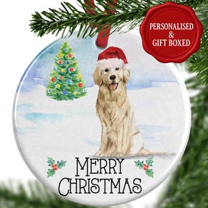 Golden Retriever Christmas Ornament – Personalised Dog Bauble – Custom Tree Decoration – Golden Retriever Memorial Gift for Dog Lovers