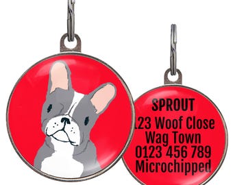 Médaille pour chien Boston Terrier - 6 couleurs de fond au choix - Médaille d'identification Boston Terrier bleue - Médaille pour chien personnalisée pour cadeau Boston Terrier