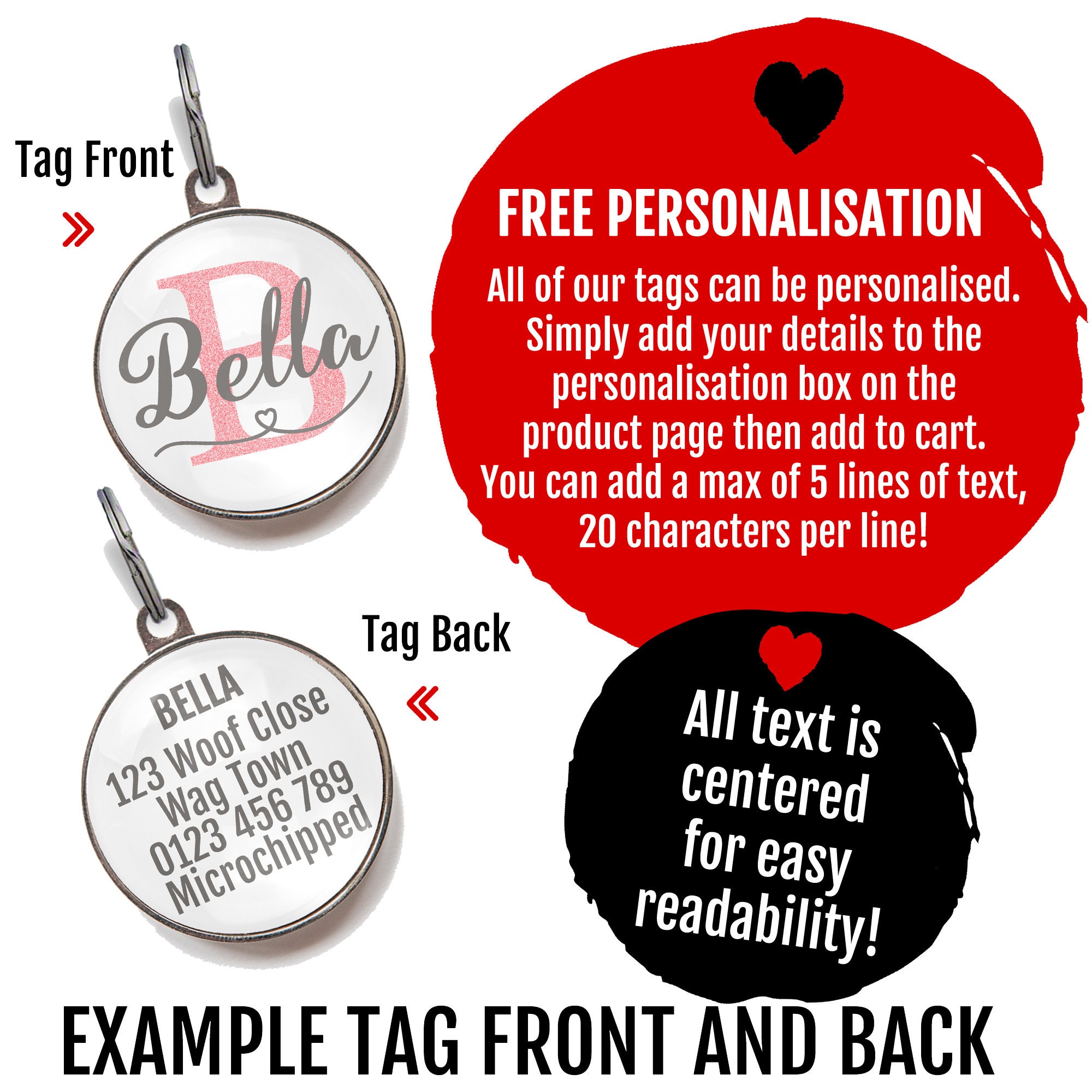 Monogram Dog Tag Personalized Pet Tag Dog Name Tag Etsy UK