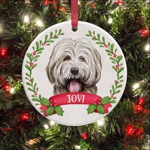 Bordoodle Weihnachtsschmuck - Personalisierte Bordoodle Hundekugel - Geschenkverpackung Keramikdekoration - Weihnachtsandenken für Hundeliebhaber