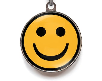 Smiley Face Dog Tag – Custom Happy Pet ID Tag – Personalized Tag for Dogs or Cats