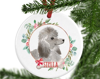 Personalized Poodle Christmas Ornament, Personalised Tree Decoration, Custom Dog Ornament