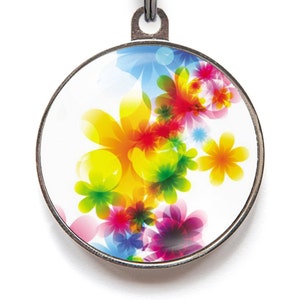 Hawaiian Floral Dog Tag | Summer Pet ID Tag for Dogs & Cats | Bright Tropical Personalized Tag | Free Engraving