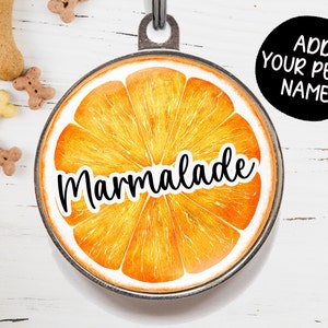 Orange Dog Tag - Custom Citrus Dog Tag - Fruit Pet ID Tag For Cats or Dogs