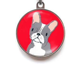 Boston Terrier Dog Tag, Personalized Dog Tag for Blue Boston Terrier