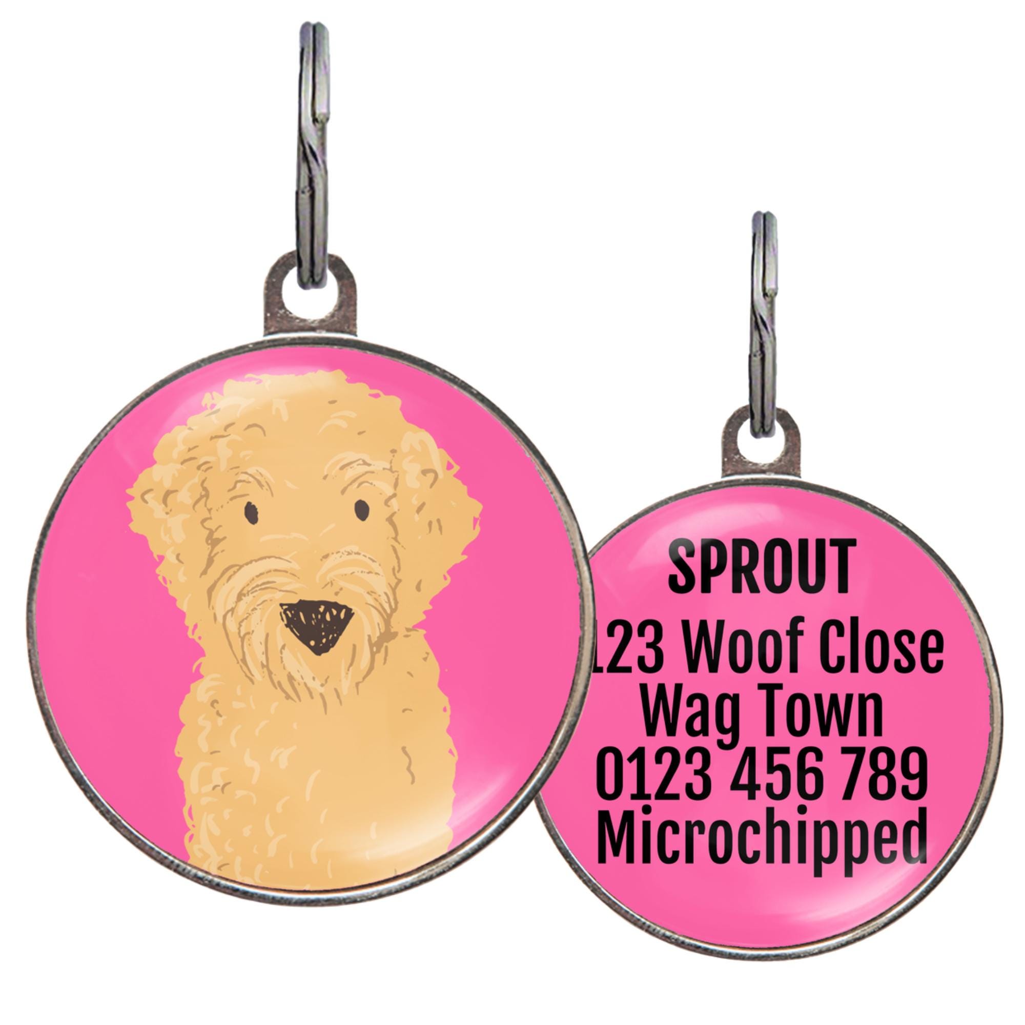 Golden Doodle Dog Tag – 6 Color Options – Personalized Pet ID Tag