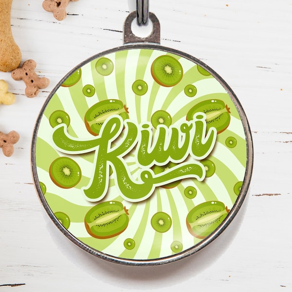 Kiwi Dog Tag, Kiwi Pet Collar Name Tag - Personalised Green Dog Tag