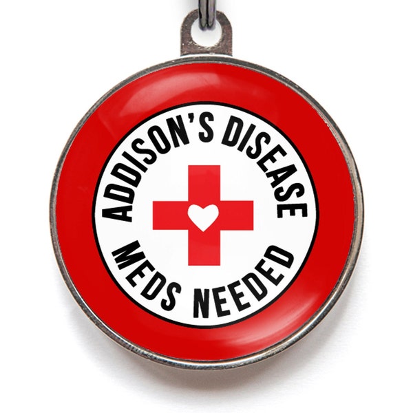 Addison's Disease Dog Tag, Addisons Disease Dog Tags, Meds Needed