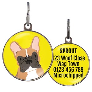 French Bulldog Dog Tag – 6 Colors - Fawn Frenchie – Personalized ID Tag for French Bulldogs – Waterproof Pet Tag – 2 Sizes – Custom Name