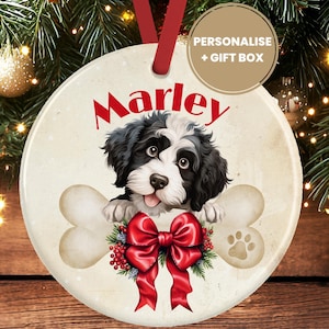 Personalised Portuguese Water Dog Christmas Decoration – Ceramic Dog Ornament Gift – Custom Keepsake Bauble for Dog Lovers