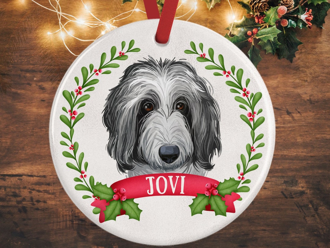 Sheepadoodle Christmas Ornament, Personalized Sheepadoodle Gift, Puppy