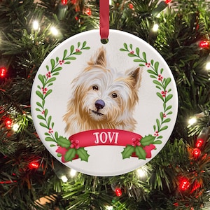 Norwich Terrier Christmas Ornament – Personalised Norwich Terrier Dog Bauble – Gift Box Ceramic Decoration – Holiday Keepsake for Dog Lover