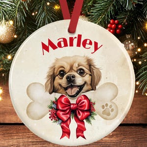 Personalised Tibetan Spaniel Christmas Decoration – Ceramic Dog Ornament Gift – Custom Tibetan Spaniel Keepsake Bauble for Dog Lovers