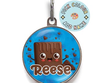 Chocolate Candy Bar Pet Tag | Custom Dog ID Tag with Cute Candy Design | Personalised Food Tag for Dogs & Cats | Sweet Treat Tag