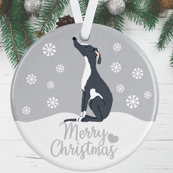 Greyhound Christmas Ornament, Brindle Greyhound Tree Decoration For Memorial Christmas Gift