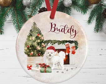 Bichon Frise Dog Christmas Ornament For Dog Lover | Bichon Frise Dog Memorial Gift | Bichon Frise Dog Christmas Tree Holiday Decoration