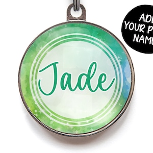 Personalised Galaxy Dog Tag – Custom Green & Blue Pet ID Tag for Dogs and Cats | Sparkly Name Tag for Collars