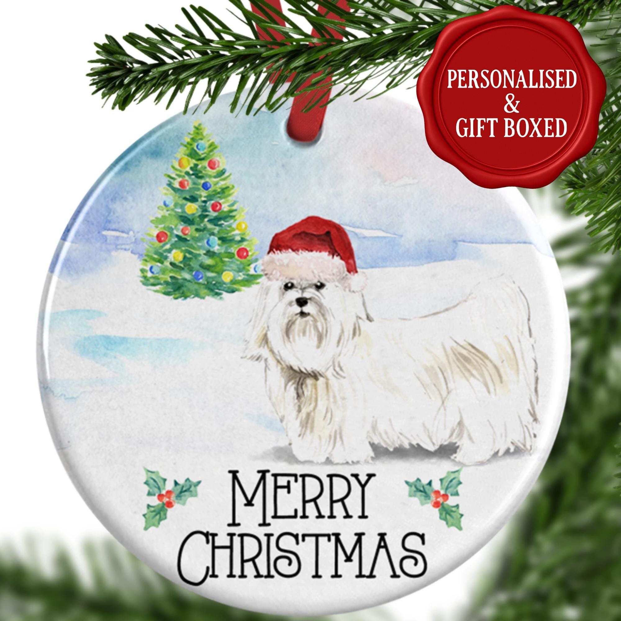 マルチーズのクリスマスオーナメント – パーソナライズされた犬の