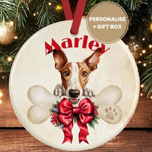 Personalised Ibizan Hound Dog Christmas Decoration – Ceramic Dog Ornament Gift – Custom Keepsake Bauble for Dog Lovers