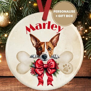 Personalised Basenji Dog Christmas Decoration – Ceramic Dog Ornament Gift – Custom Basenji Keepsake Bauble for Dog Lovers