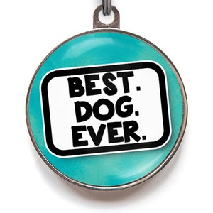 Funny Dog Tag For Dogs "Best Dog Ever" Custom Metal Tag, Dog Lover Gift | Personalized Pet Tag, 36 Colors, 2 Sizes image 2
