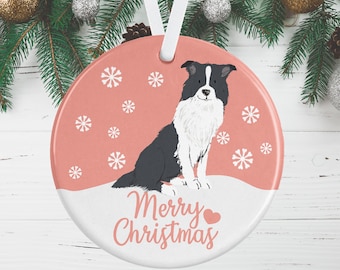 Border Collie Christmas Ornament, Black Collie Ornament, Brown Collie Decoration