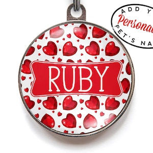 Ruby Dog Tag, Heart Pet Tag suitable for cats and dogs