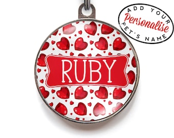 Ruby Dog Tag, Heart Pet Tag suitable for cats and dogs