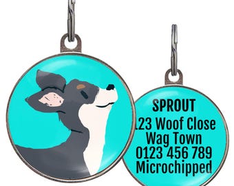 Chihuahua Dog Tag - 6 Color Options – Black and White Chihuahua Pet Tag – Personalized Dog Tag for Chihuahuas – Custom ID Tag