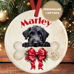 Personalised Kerry Blue Dog Christmas Decoration – Ceramic Dog Ornament Gift – Custom Keepsake Bauble for Dog Lovers
