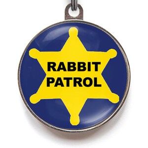 Placa de identificación divertida "Patrulla Conejos": placa para perros traviesos, placa personalizada para conejos, placa de identificación para cachorros traviesos