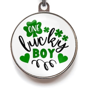 One Lucky Boy Dog Tag | St. Patrick’s Day Pet Tag for Dogs & Cats | Shamrock ID Tag – Free Personalization