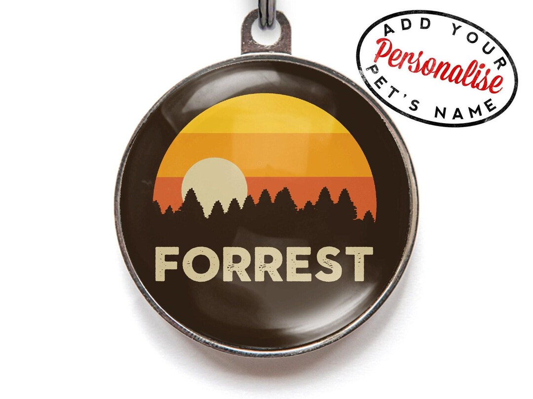 Adventure Dog Tag – Personalized Forest Sunset Pet ID Tag for Dogs ...