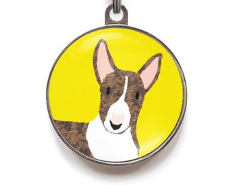 Bull Terrier Dog Tag -  Personalized Dog Tags for Terriers, Brindle Bull Terrier