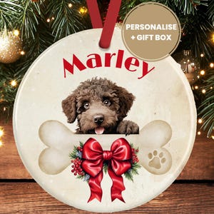 Personalised Spanish Water Dog Christmas Decoration – Ceramic Dog Ornament Gift – Custom Spanish Water Dog Keepsake Bauble for Dog Lovers