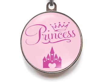 Princess Dog Tag, Cute Dog ID Tag, Pink Cat Tag | FREE Personalization