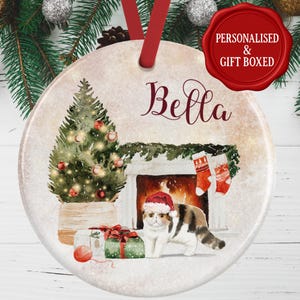 Exotic Shorthair Cat Christmas Ornament – Personalised Ceramic Bauble – Custom Pet Memorial Gift – Holiday Tree Decoration Keepsake