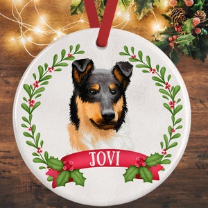 Smooth Collie Christmas Ornament, Personalized Dog Christmas Tree Decoration | Personalised with your pet's name