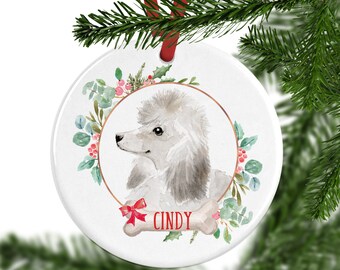 Personalized Poodle Christmas Ornament, Personalised Tree Decoration, Custom Dog Ornament