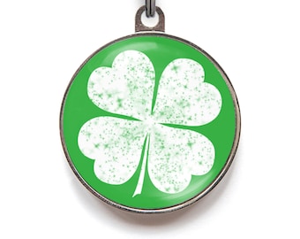 Lucky Pet Tag, Clover Pet ID Tag, Shamrock, Lucky Dog Tag | FREE Personalization