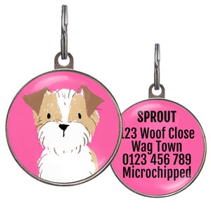Terrier Dog - Tag 6 Color Options – Brown and White Terrier ID Tag – Personalised Dog Name Tag – Waterproof – Gift for Terrier Lovers